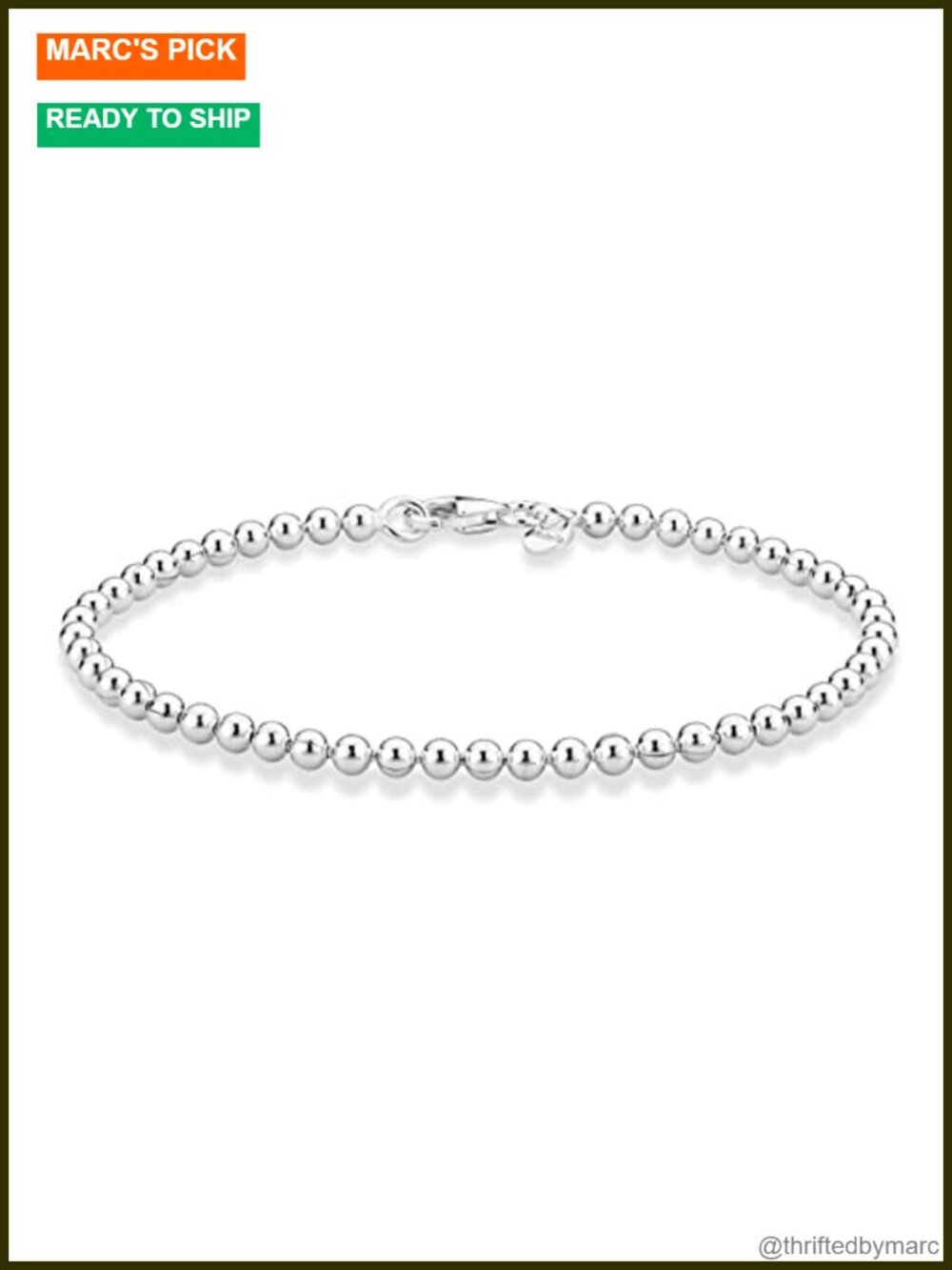 925 Sterling Silver 3mm Bead Ball Chain Anklet Ankle Bracelet Lobster Clasp